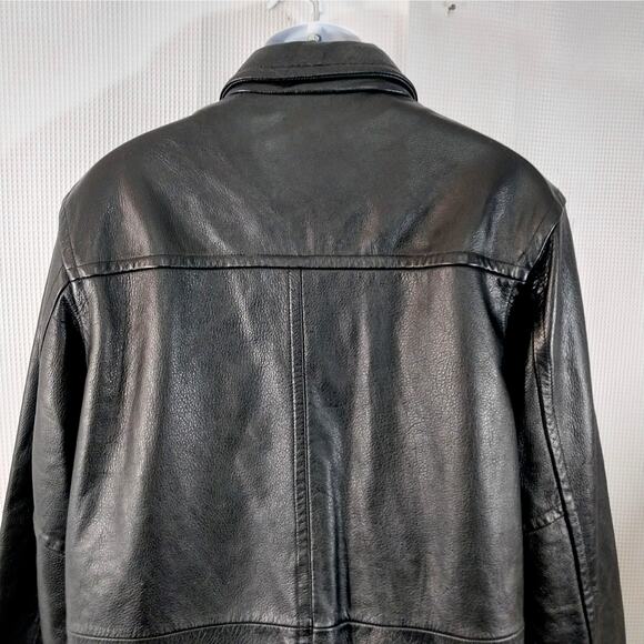 WILSONS LEATHER! THICK, LUXE BLACK GENUINE LEATHER STADIUM LENGTH JACKET! SZ L - Picture 8 of 13